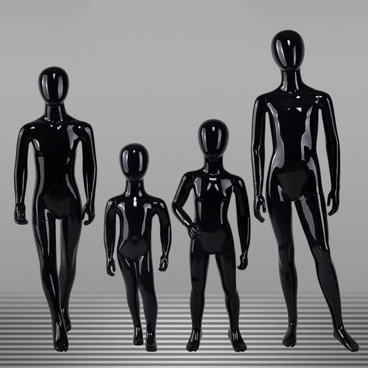 DE-LIANG Glossy Black Full Body Childs Mannequin with Arms & Head for Store Window, Boutique Clothing & Fashion Display