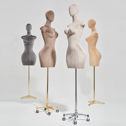 DE-LIANG Curvy Velvet-Wrapped Female Mannequin Half Body for Boutique & Store Display
