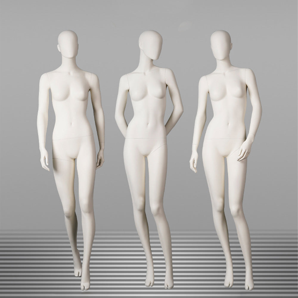 DE-LIANG Full Body Female Mannequins,Matte White Fiberglass Realistic Dress Form Display,Standing Window Display Model for Clothing Stores, Boutiques & Fashion Exhibitions