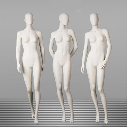 DE-LIANG Full Body Female Mannequins,Matte White Fiberglass Realistic Dress Form Display,Standing Window Display Model for Clothing Stores, Boutiques & Fashion Exhibitions