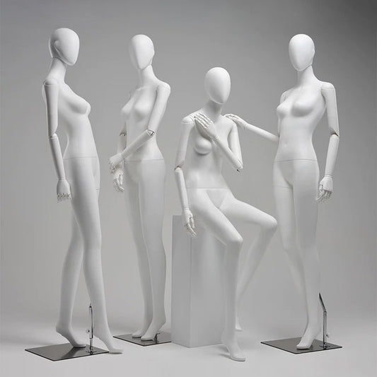 DE-LIANG Matte White Female Full-Body Mannequin, Poseable Joints, Window Display