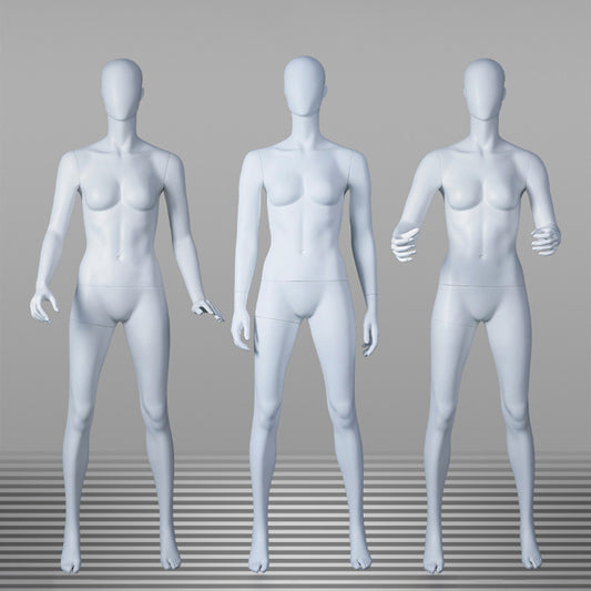 DE-LIANG Abstract Female Full Body Fiberglass Mannequin – White Matte Retail Clothing Display Form