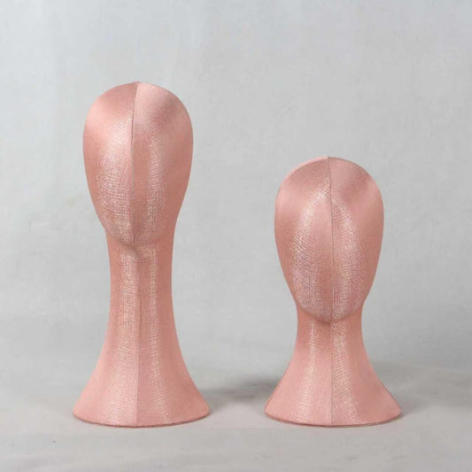 Vente de liquidation Mannequin de tête de femme en lin de bambou, modèle de tête épinglable avec long cou/épaules, pour affichage de chapeau/perruque/écharpe