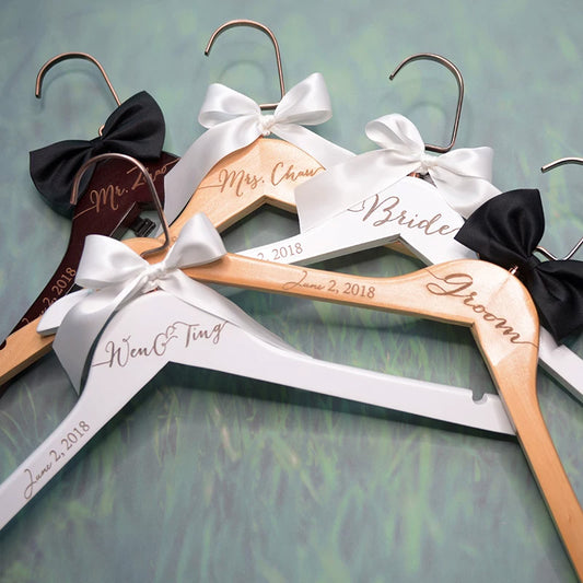 Wedding Engraved Wooden Hanger, Solid Bridesmaid Hangers Wood Hanger with Bar, Unique and Fashion Custom Hanger