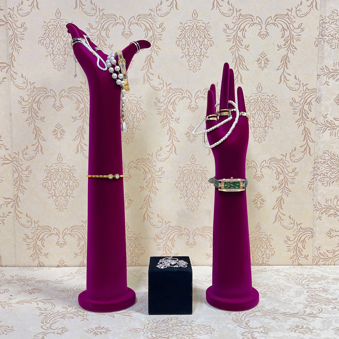 Luxury Rose Red Yellow Purple Green Plastic Velvet Mannequin Hand, Jewellery Accessories Body Dressform Hands Arms, Light Weight Manikin