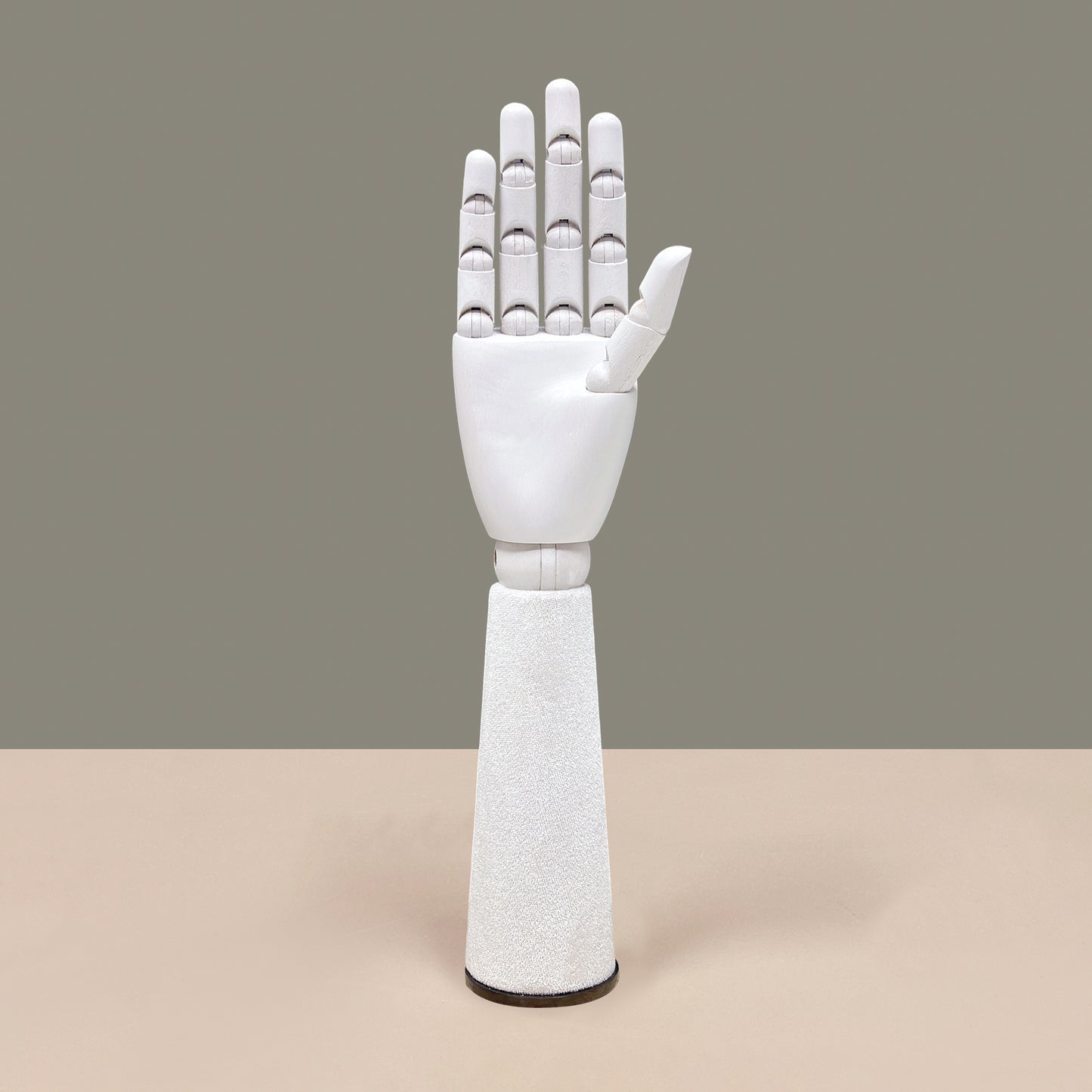 DE-LIANG White Velvet Wooden Hand, Luxury White Painted Mannequin Hands for Women's Apparel Jewelry Watch Ring Display-Right Hand Size37&43.5cm*1pcs