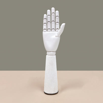 DE-LIANG White Velvet Wooden Hand, Luxury White Painted Mannequin Hands for Women's Apparel Jewelry Watch Ring Display-Right Hand Size37&43.5cm*1pcs