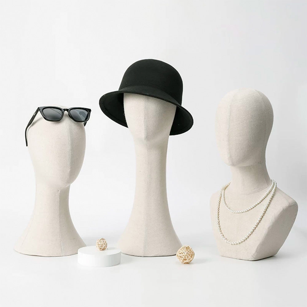 DE-LIANG Pinnable Lace Mannequin Head Display Stand for Hats Wigs Scarves & Jewelry