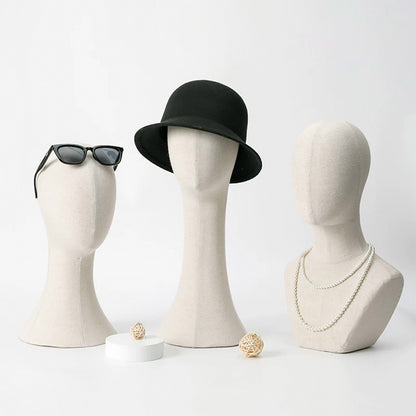 DE-LIANG Pinnable Lace Mannequin Head Display Stand for Hats Wigs Scarves & Jewelry