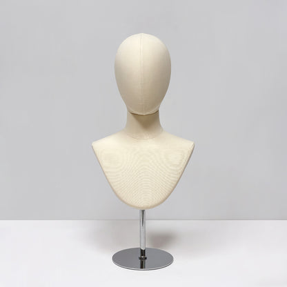 DE-LIANG Male & Female Linen Mannequin Head for Wigs, Hats & Jewelry Display