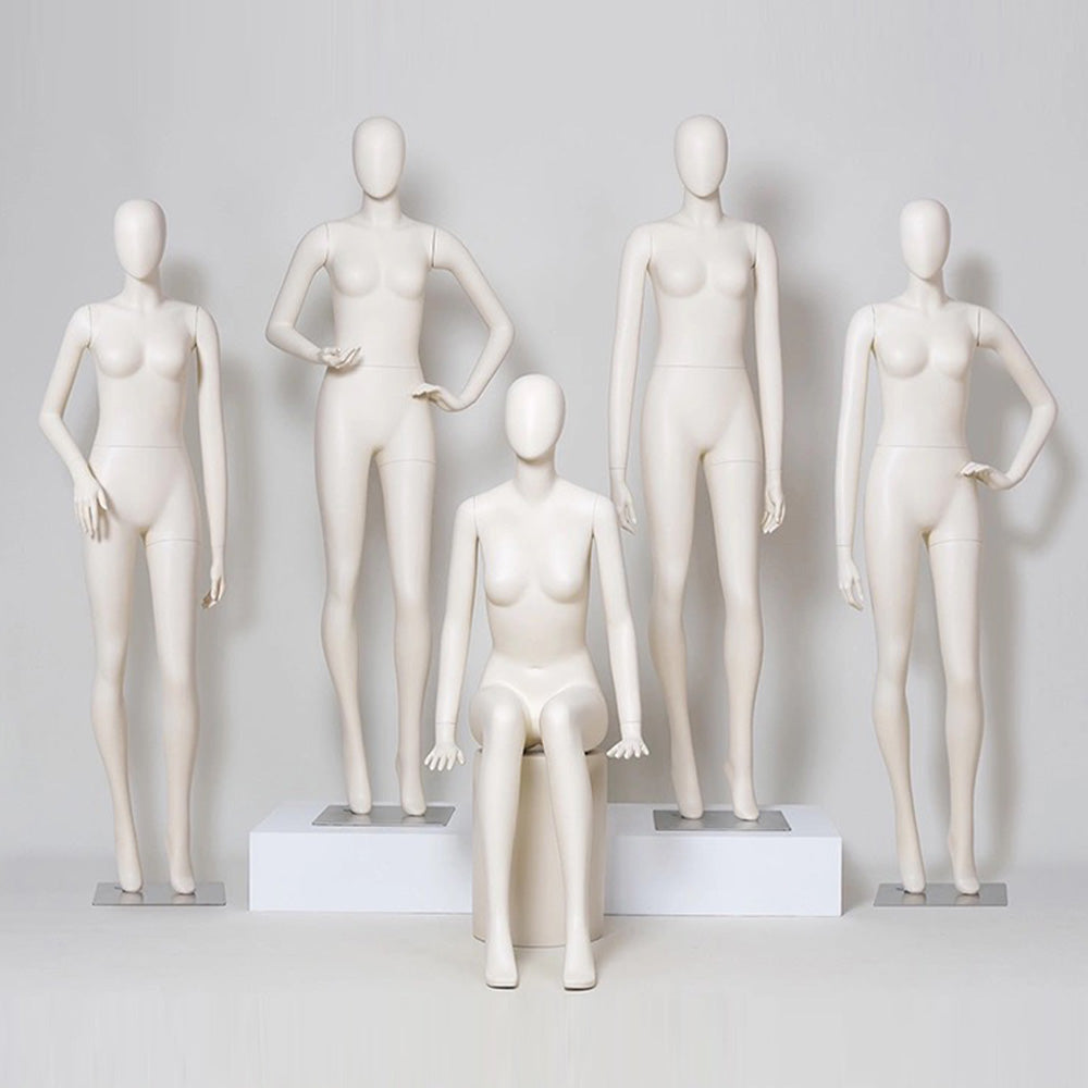 DE-LIANG Luxury Female Full Body Mannequins Stand,Matte White Realistic Fiberglass Dress Form Display,Manikin Torso Stand for Retail Clothing,with base*1pcs DL0168