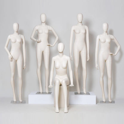 DE-LIANG Luxury Female Full Body Mannequins Stand,Matte White Realistic Fiberglass Dress Form Display,Manikin Torso Stand for Retail Clothing,with base*1pcs DL0168