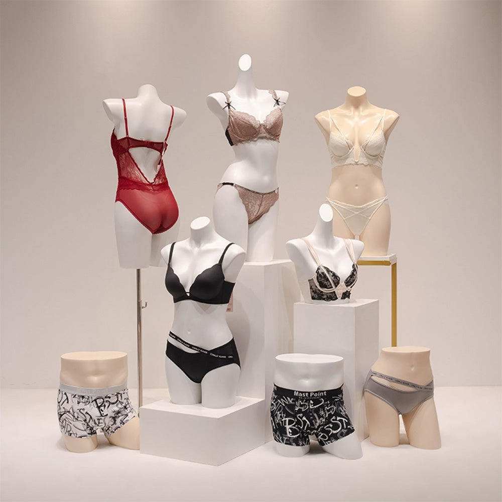 Mannequin de vitrine en velours à demi-corps féminin DE-LIANG, buste féminin avec bras en bois, mannequin de vitrine DL0040