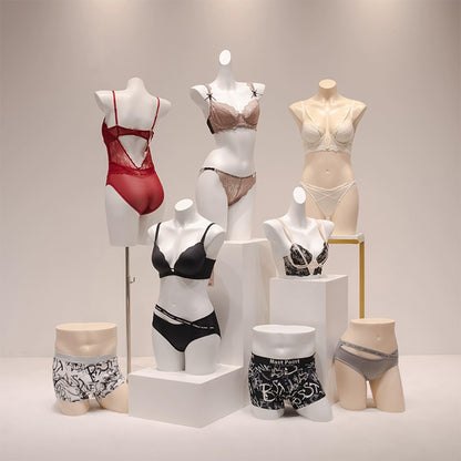 Mannequin de vitrine en velours à demi-corps féminin DE-LIANG, buste féminin avec bras en bois, mannequin de vitrine DL0040