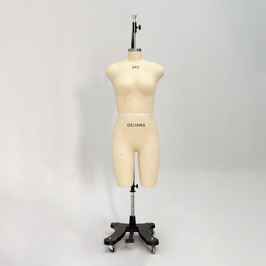 DE-LIANG Professional 34C Female Dress Form with Marking Lines – Fiberglass Tailor Dummy for Draping (Torso Only)