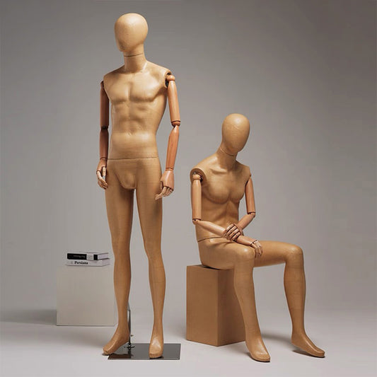 Kraft Paper Full Body Mannequin: Wooden Arms, Clothing Display
