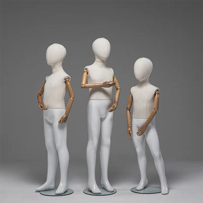 Kids Full Body Mannequin,Fabric Wrapped Torso Painted Legs Wooden Arms
