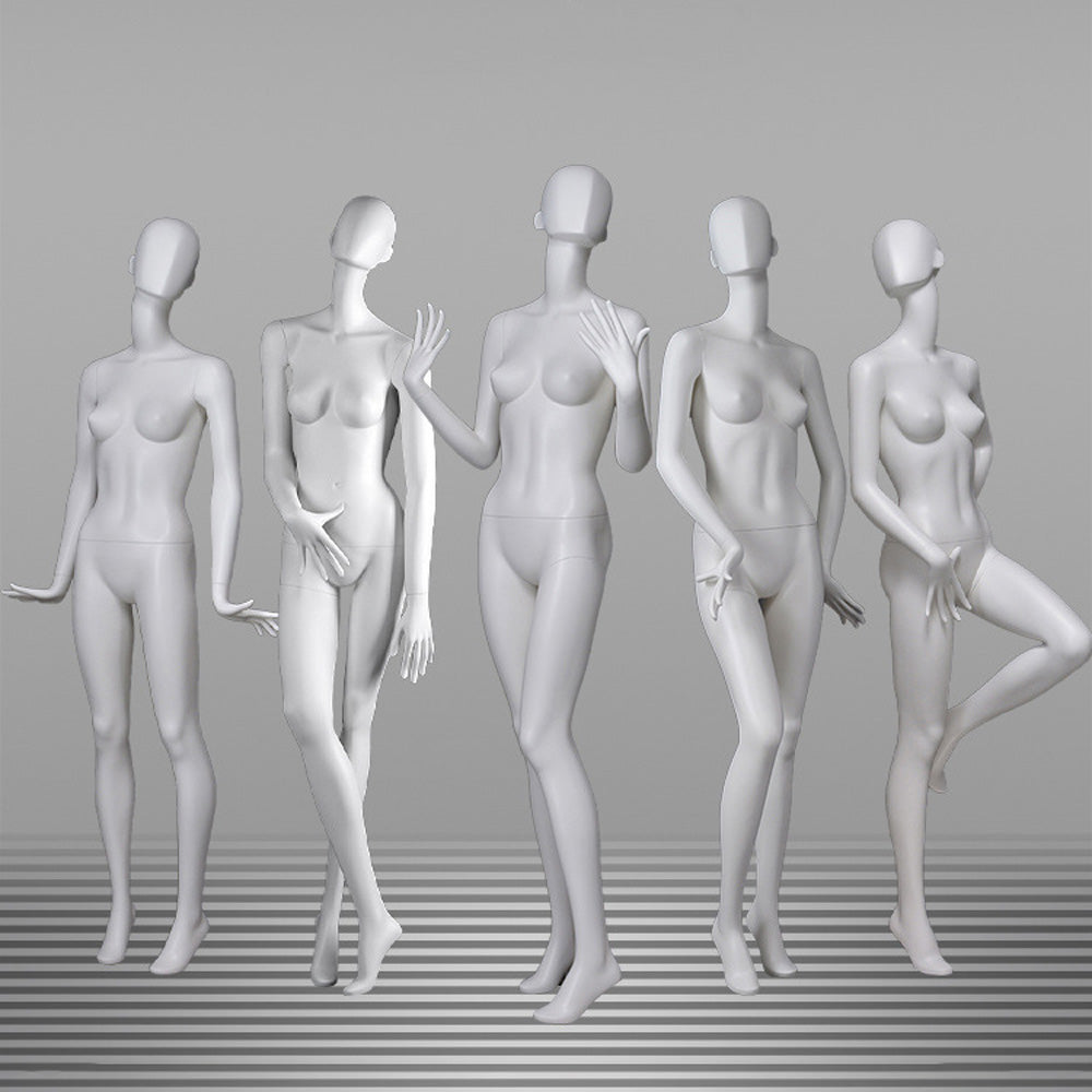 DE-LIANG Full Body Female Mannequin with Abstract Head,Realistic Fiberglass Display Model for Boutique & Clothing Store Window Display