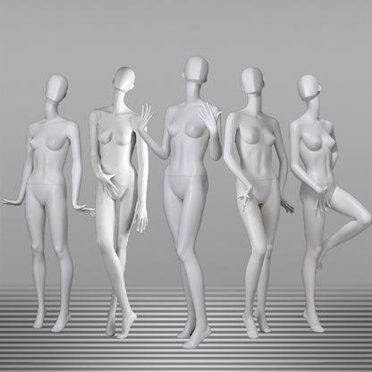 DE-LIANG Full Body Female Mannequin with Abstract Head,Realistic Fiberglass Display Model for Boutique & Clothing Store Window Display