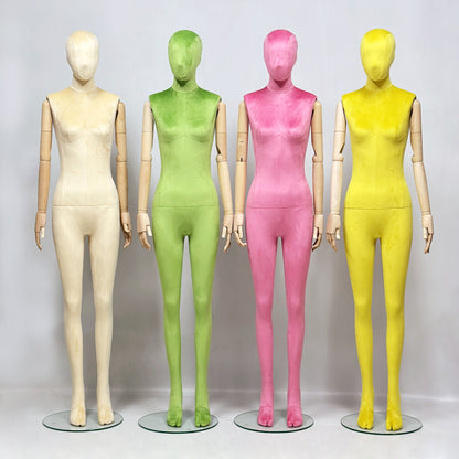 Luxury Matte Flannel Female Mannequin | Articulated Wooden Arms | DE-LIANG