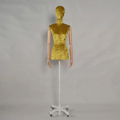 DE-LIANG Female Half Body Suede Velvet Display Mannequin,Woman Torso Dress Form with Wooden Arms ,High Quality Mannequin Torso for Clothing Store,Window Display