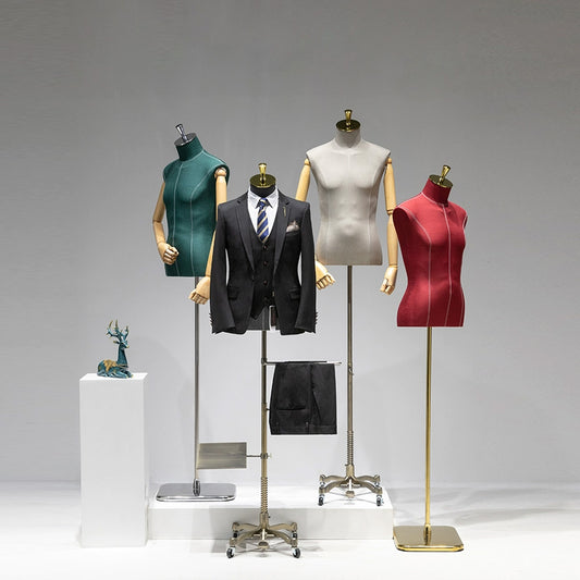 Fashionable Male Half Body Mannequin ,Male Torso Form ,Business Suit Model Props, Canvas Dress Form For the Window Half Body Display Stand DE-LIANG