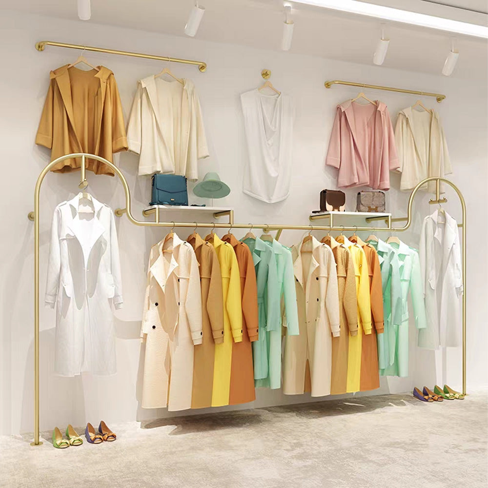 Women's Clothing Store Clothes Display Stand  Floor-Standing Gold Clothes Display Rack Combination Clothing Store Hanger 2365 DE-LIANG