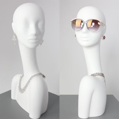 Luxury Head Mannequin,Matte White Long Neck With Shoulders Wig Stand for Hat / Jewelry/ Ring Display,Female Head Prop Block Dress Form Model