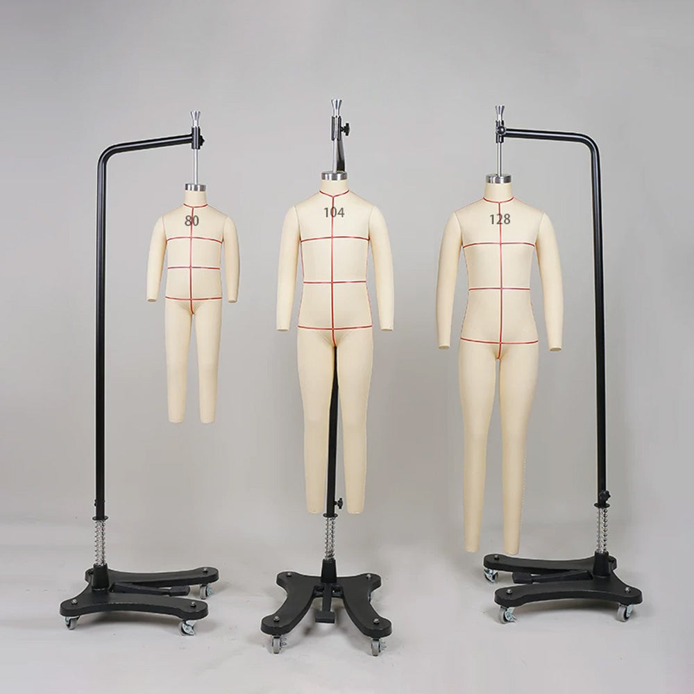 DE-LIANG Professional Children's Full-Body Dress Form with Removable Arms – Adjustable Dressmaking Mannequin for Draping & Pattern Cutting