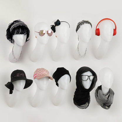 DE-LIANG Female Wall-Mounted Mannequin Head with Long Neck for Wig, Hat & Retail Display
