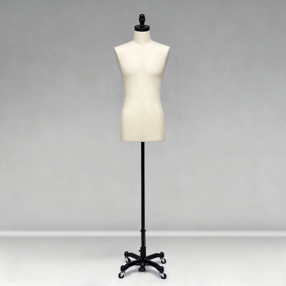 DE-LIANG Male Half Body Dress Form, Men Fabric Mannequin for Suit and Cloth Display