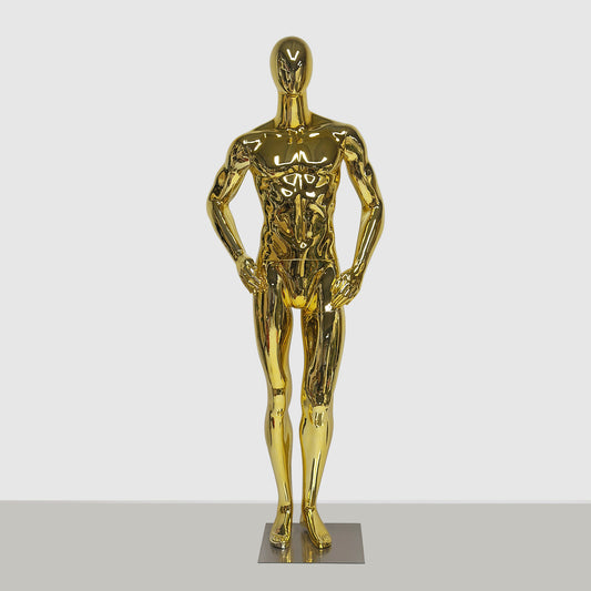 DE-LIANG Gold Chrome Male Mannequin for Suit & Sportswear Window Display