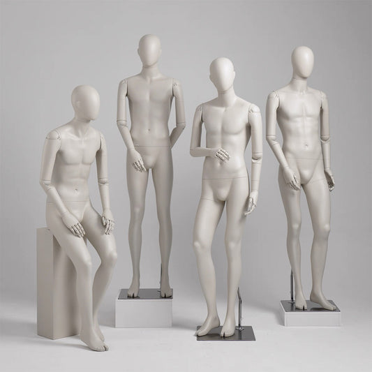DE-LIANG Luxury Male Full Body Mannequins,Light Gray to Gray Male Dress Form Display Mannequis with Base,Stand Realistic Model for Clothing Shops