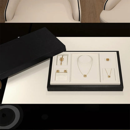 DE-LIANG Luxury Jewelry Display Box,Jewelry Organizer Traysl Organizer Display Storage Case for Rings Earring Necklace Bracelet,PU Leather & Microfiber DL2557