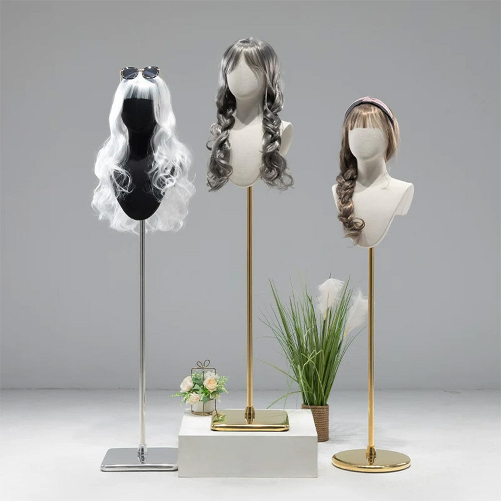 DE-LIANG Cosplay Mannequin Head Stand | Wigs Hats Jewelry | Extra-Long Wig Display
