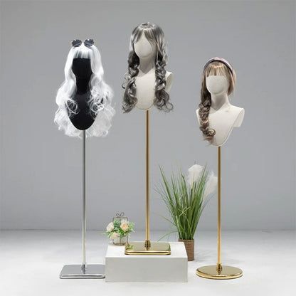 DE-LIANG Cosplay Mannequin Head Stand | Wigs Hats Jewelry | Extra-Long Wig Display