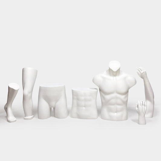DE-LIANG Fiberglass Fashion Male Sport Mannequin Torso,Elbow,Arms,Waist And Hip Protector Props,Silver Mannequin Props for Athletic Brace Display