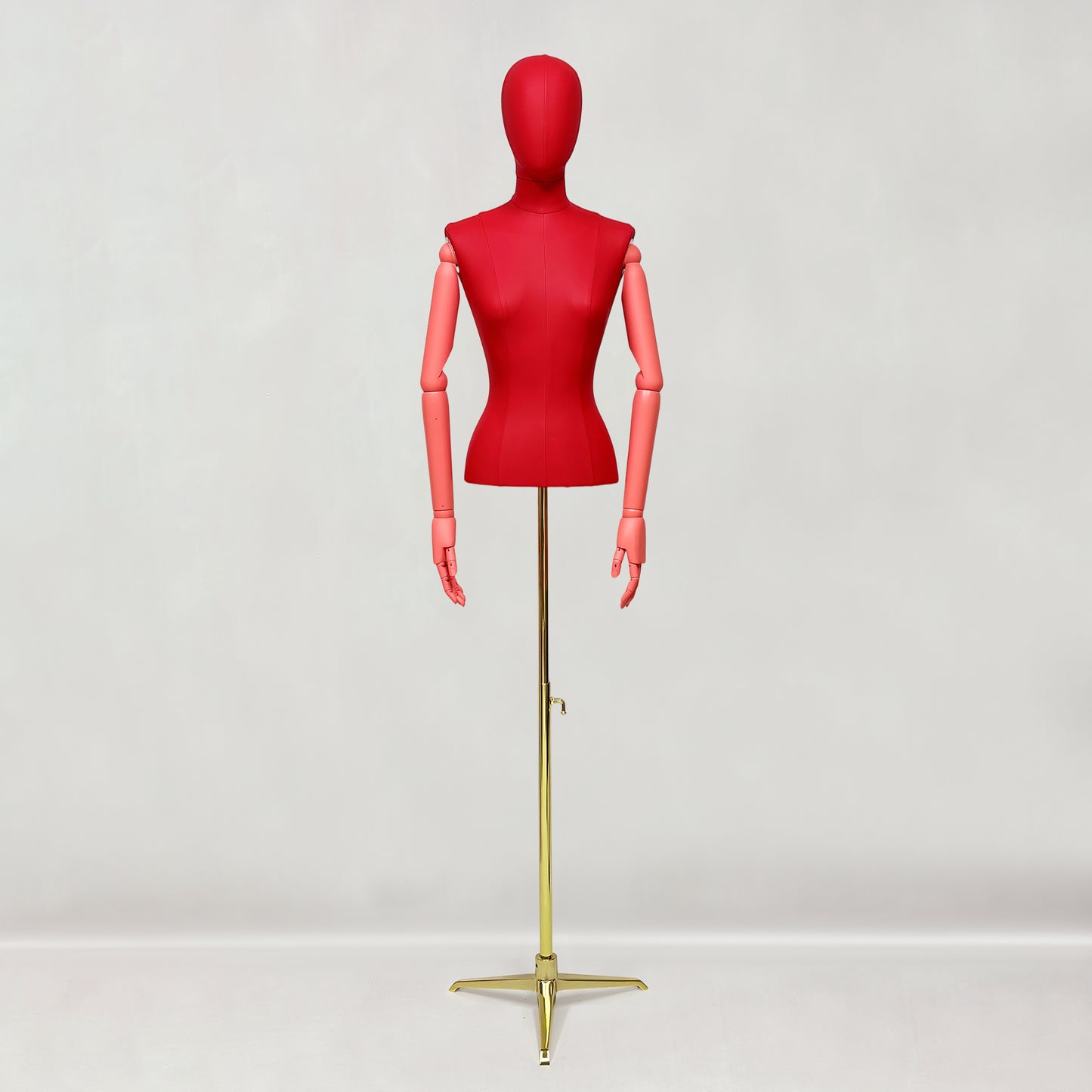 DE-LIANG Leather Female Half Body Mannequin with Arms & Gold Base – Luxury Dress Form Torso, Fiberglass Display Model for Boutique Clothing, Jewelry & Fashion Window Display