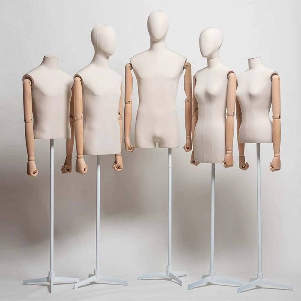 DE-LIANG Velvet Female/Male Half Body Mannequins,Woman Mannequin Dress Form Torso,Adjustable Display Mannequin Body with Metal Stand For Sewing Clothing Jewelry Market Shop