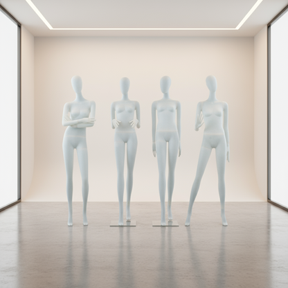 DE-LIANG Frosted Translucent Female Full Body Mannequins – Minimalist Abstract Window Display Model, Boutique Clothing Store Fashion Dress Form