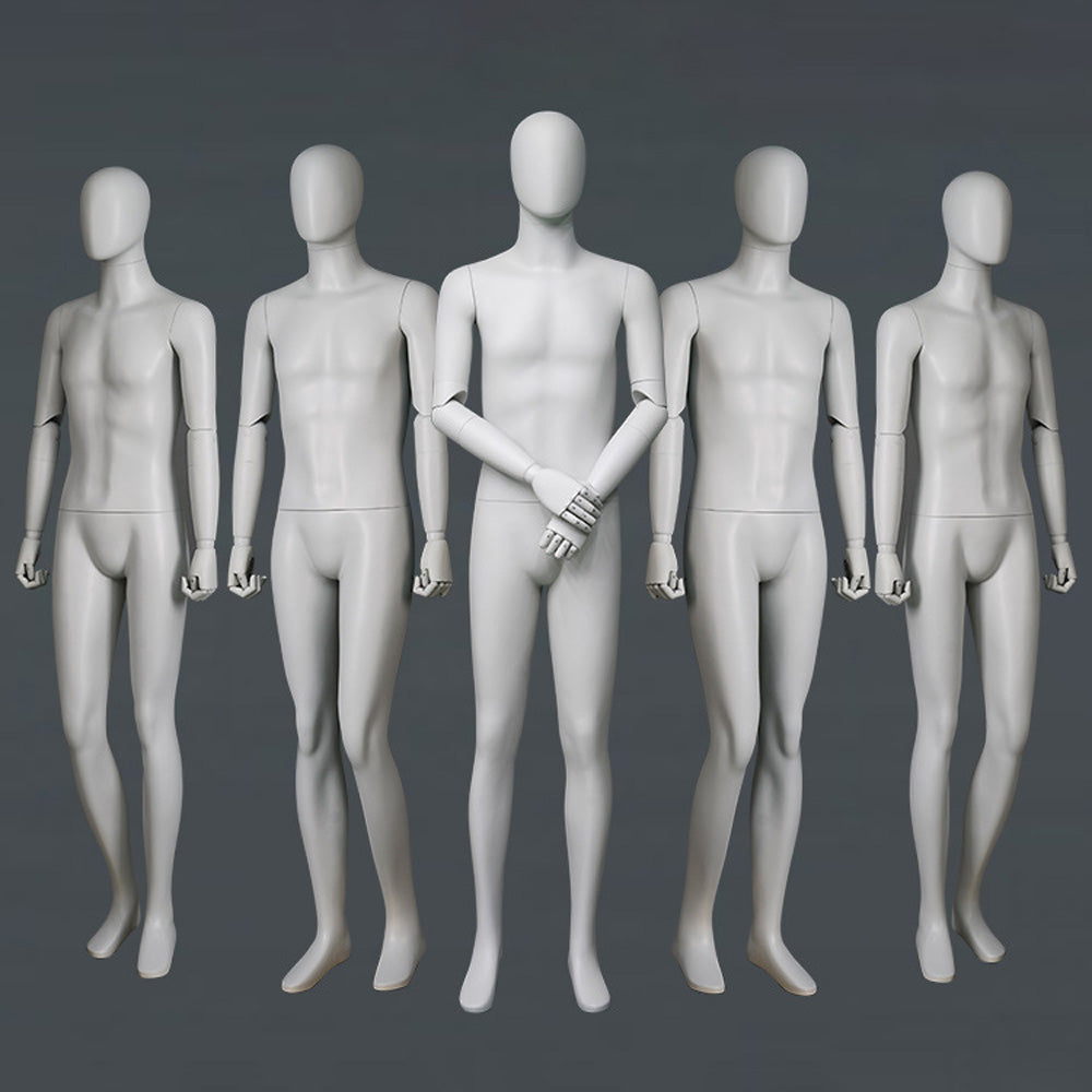 DE-LIANG Luxury Male Full Body Mannequins,Matte White Male Dress Form Display Mannequis with Base,Stand Realistic Model for Clothing Shops