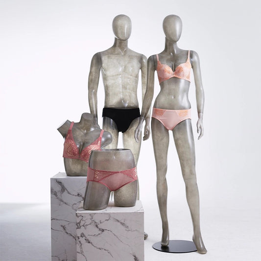 DE-LIANG Maniquí de cuerpo entero de lujo para mujer y hombre, torso transparente con cabeza, modelo de exhibición de ropa para escaparates y tiendas.