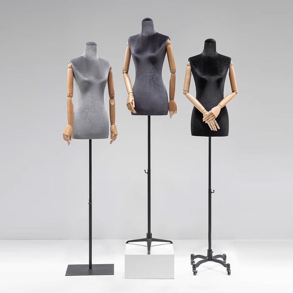 Fashionable Velvet Female Mannequin Torso Stand – Perfect for Eye-Catching Retail Displays