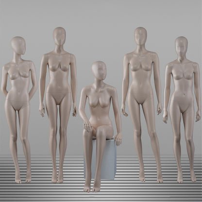 DE-LIANG Female Mannequin Full Body Display,Professional Dress Form for Clothing Store Window Display,Beige Gray Finish Retail Mannequins Torso