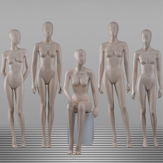 DE-LIANG Female Mannequin Full Body Display,Professional Dress Form for Clothing Store Window Display,Beige Gray Finish Retail Mannequins Torso