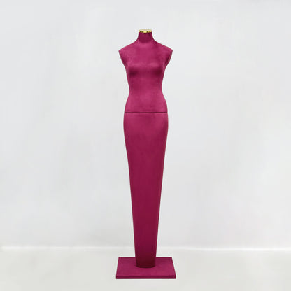DE-LIANG Burgundy Suede Female Mannequin - Full Body Dress Form for Bridal Boutique