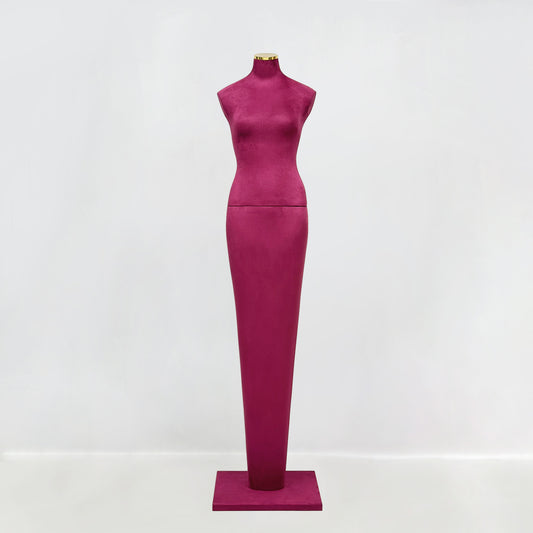 DE-LIANG Burgundy Suede Female Mannequin - Full Body Dress Form for Bridal Boutique