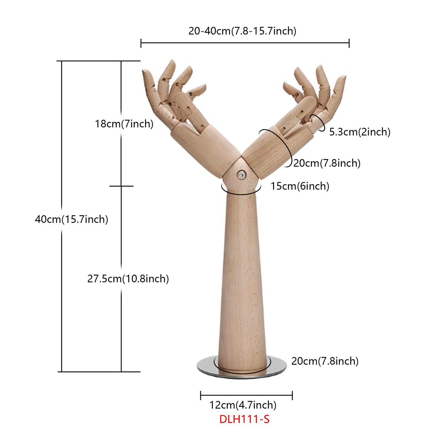 New Wooden Hands Mannequin,Multifunction Female Hand for bag jewelry sunglasses necklace hat display, Raw Beech Wood Color with/without Base