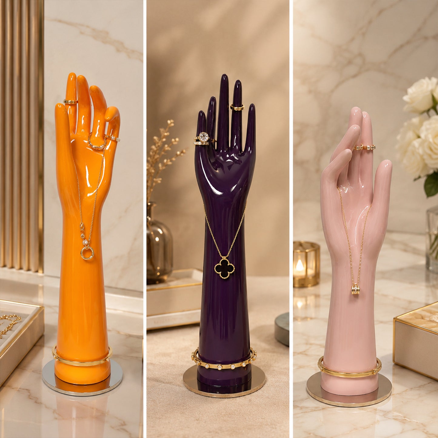 DE-LIANG Jewelry Hand Display Stand | Mannequin Hand for Rings & Bracelets | 6 Colors