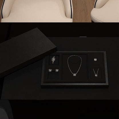 DE-LIANG Elegant Black Necklace Storage Box,Jewelry Organizer Traysl Organizer Display Storage Case for Rings Earring Necklace Bracelet,PU Leather & Microfiber DL2559